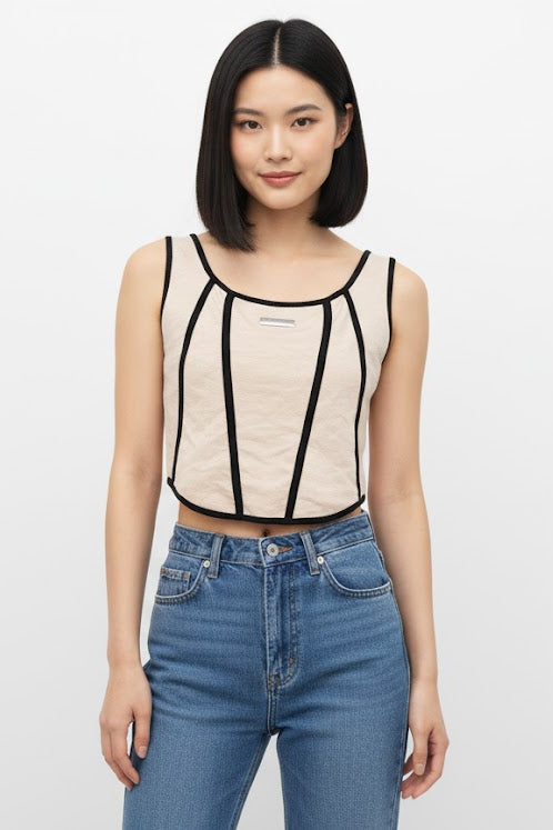 Modern Beige Top with Black Edging