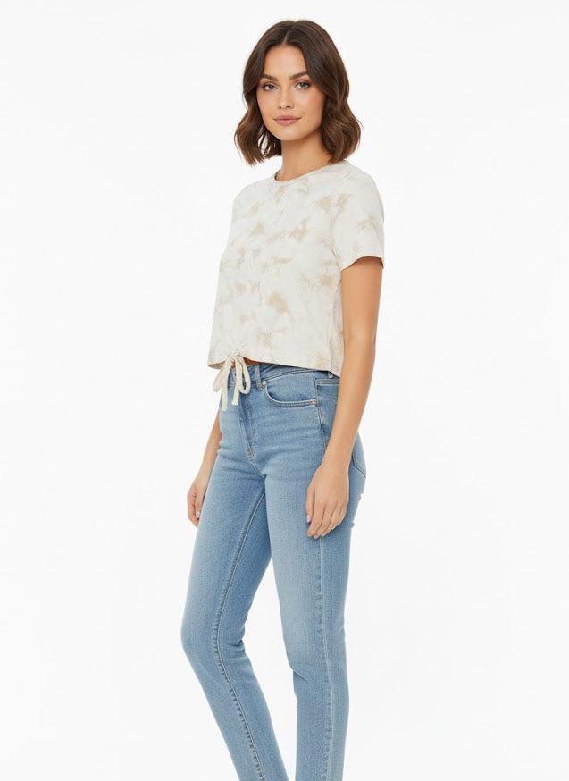 Tie-Dye Drawstring Crop Tee