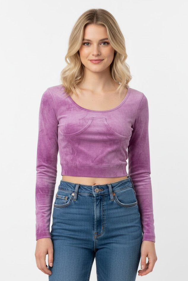 Velvet Long Sleeves Lilac Top