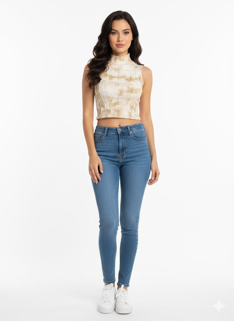 Casual Seamed Tie-Dye Tank Top