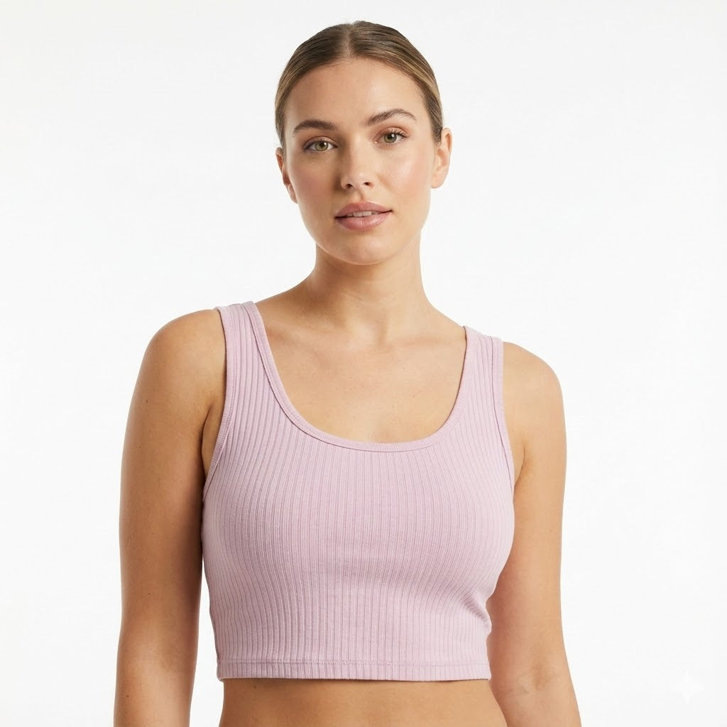 Ribbed Lavender Scoop Neck Tank
