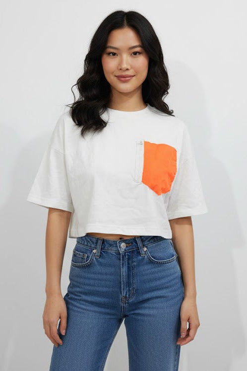 Oversized Tee with Orange Detail
