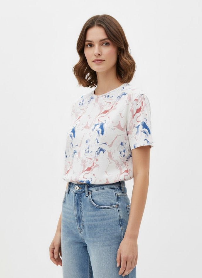 Red and Blue Fluid Abstract T-Shirt