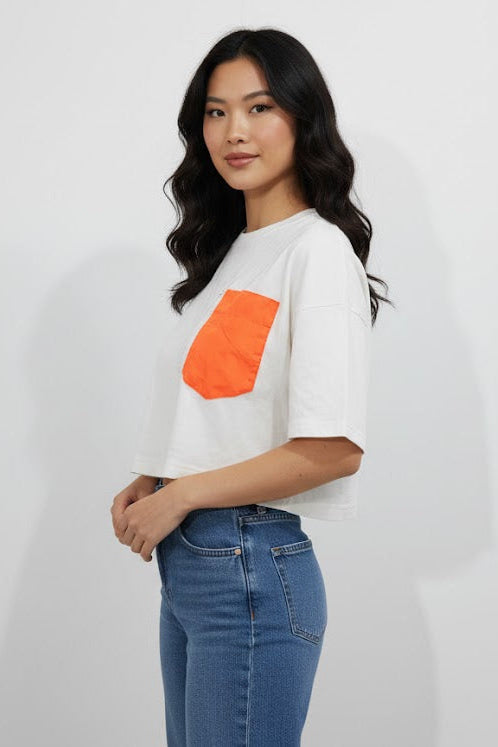 Oversized Tee with Orange Detail
