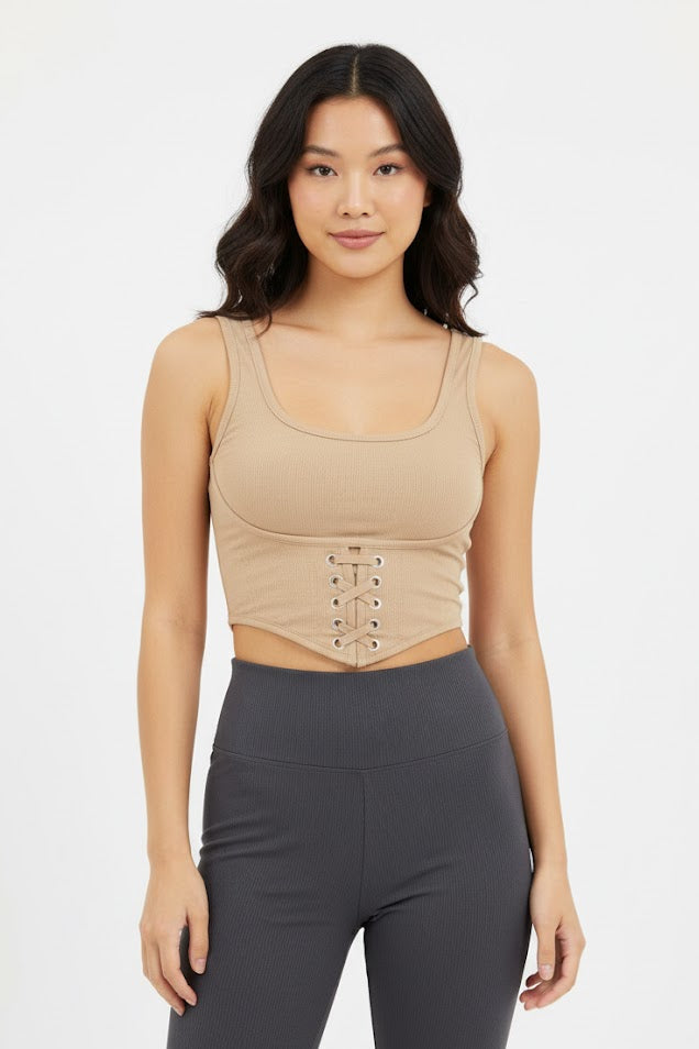 Lace-Up Corset Crop Top