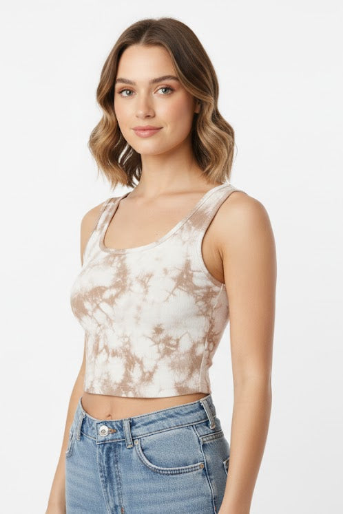 Cloud Print Scoop Neck Tank Top