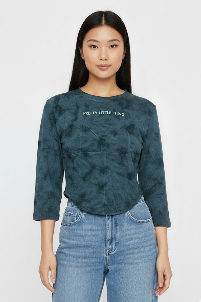 Casual Dark Wash Sweatshirt Tee