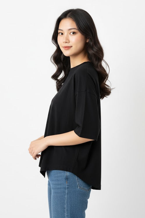 Black Oversized Loose-Fit Tee