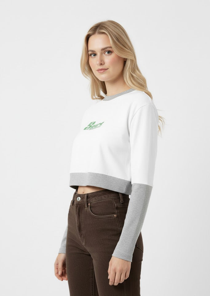 Two-Tone Crop Top Sweatshirt