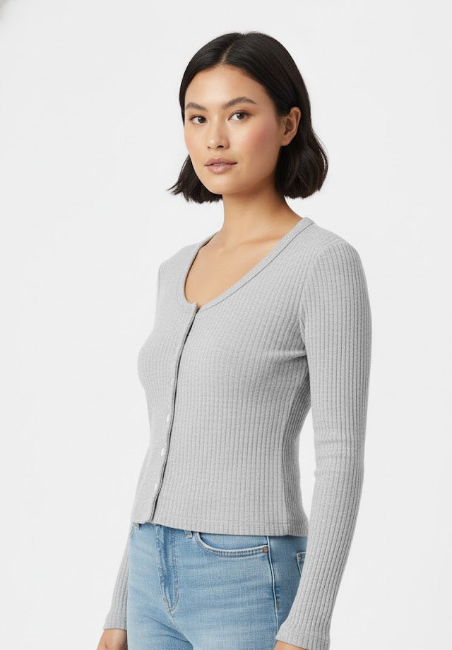 Everyday Ribbed Henley Crop Top