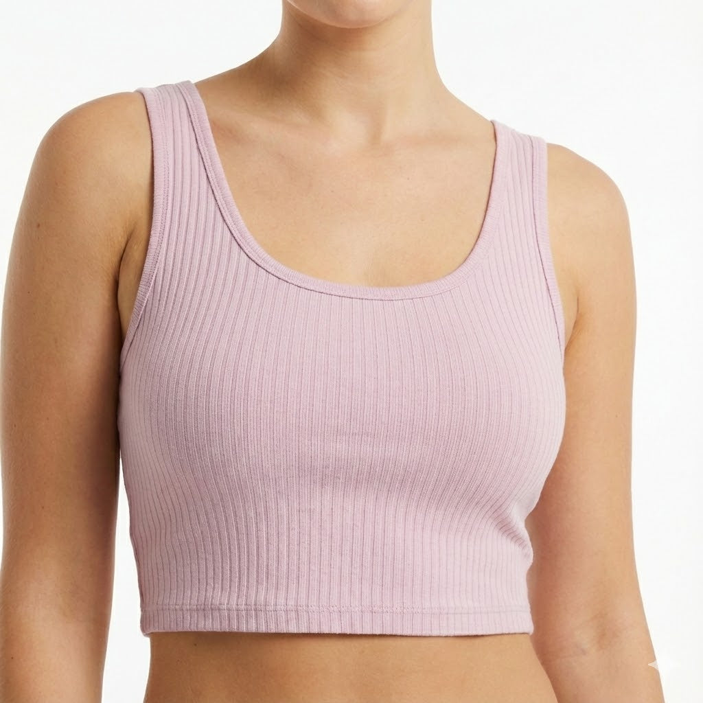 Ribbed Lavender Scoop Neck Tank