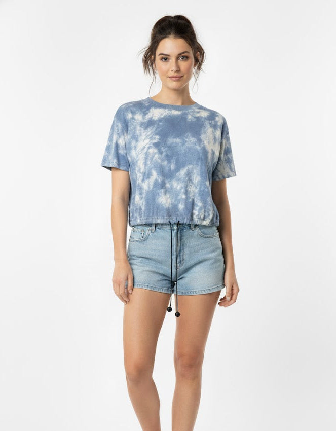 Tie-Dye Hem T-Shirt with Drawsting