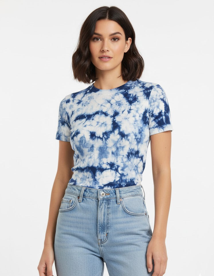 Indigo Tie-Dye Crew Neck Tee