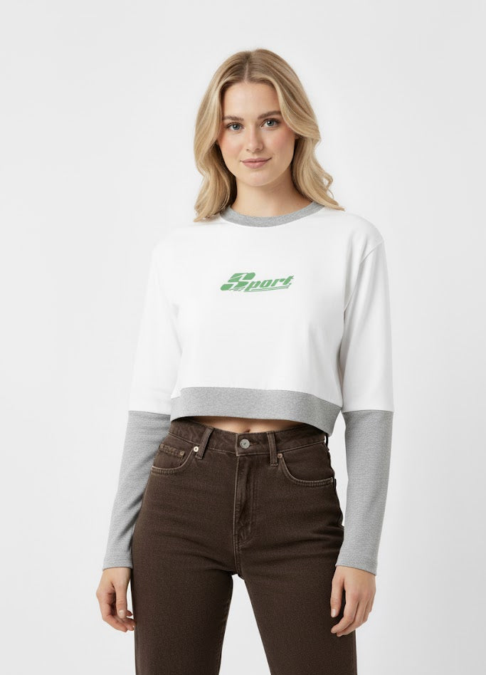 Two-Tone Crop Top Sweatshirt