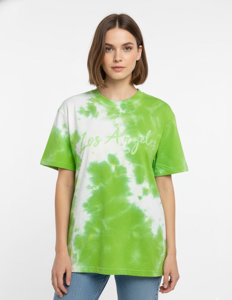 Lime Green Splash Oversized Tie-Dye Tee
