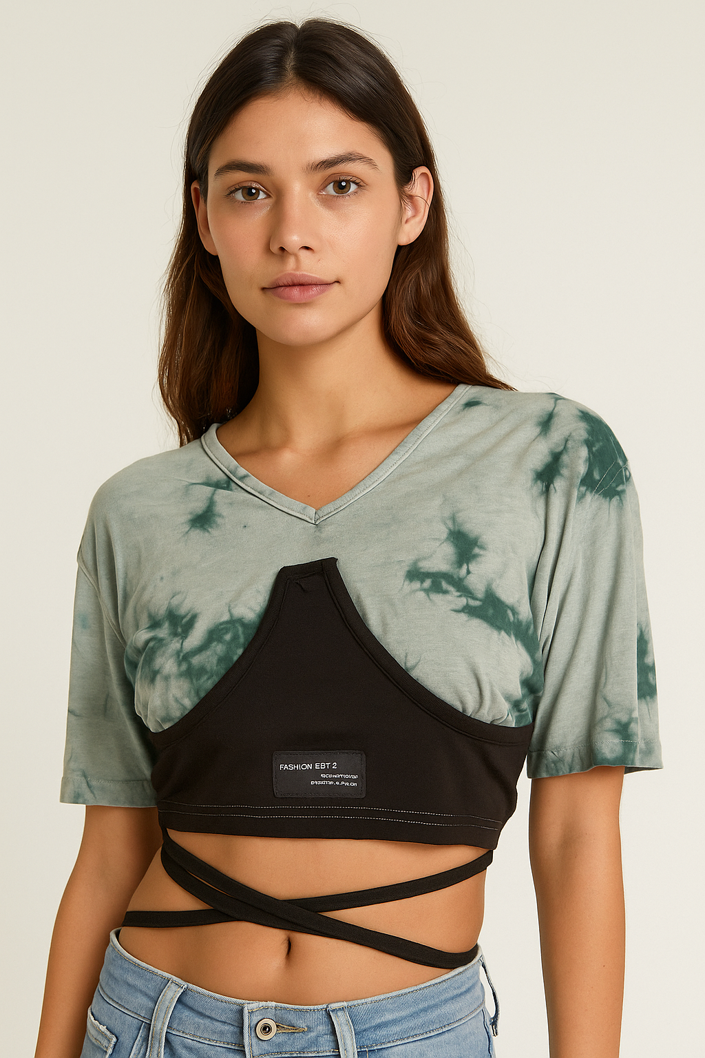 Streetwear Tie-Dye Crop with Strap Detail