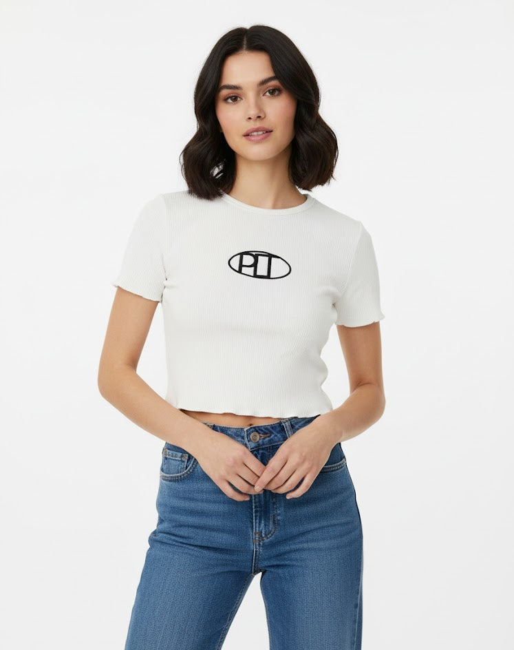White Fit Short Sleeve Top