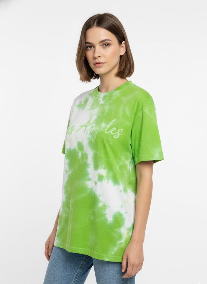 Lime Green Splash Oversized Tie-Dye Tee