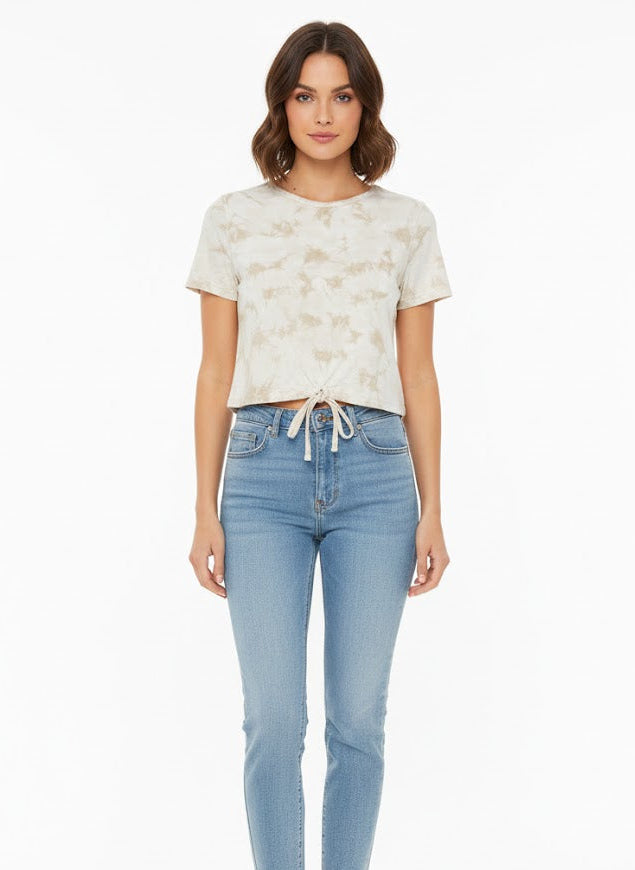 Tie-Dye Drawstring Crop Tee