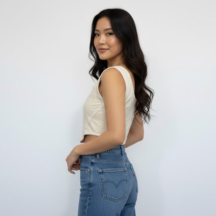 Cream Corset Crop Top