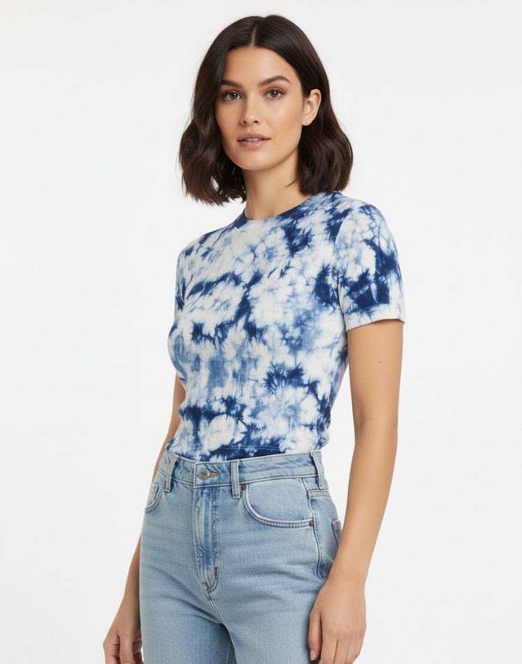 Indigo Tie-Dye Crew Neck Tee