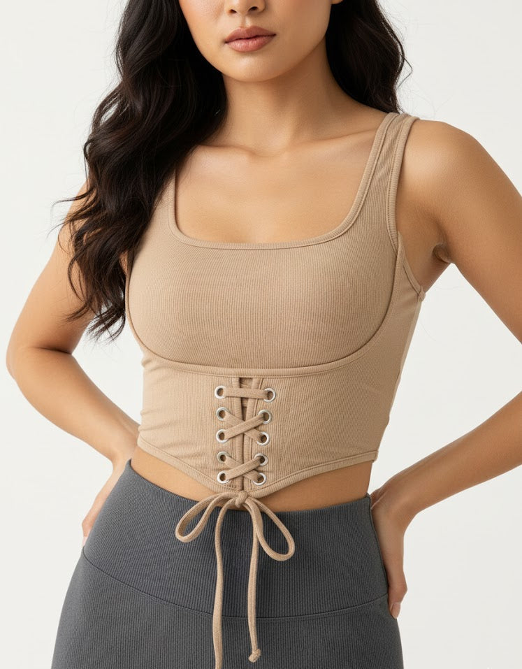 Lace-Up Corset Crop Top